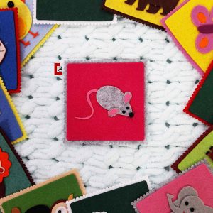 فلش کارت نمدی موش از مجموعه فلش کارت های نمدی برجسته حیوانات